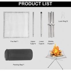 OUSUDELA Brasero Portable Pour Extérieur,Foyer Portatif,Foyer Extérieur,Foyer De Camping Avec Filet En Acier Inoxydable Enroulable Et Support Détachable Pour Le Camping En Plein Air Barbecue Beach Garden -Chauffage d'extérieur Soldes 59207248 5