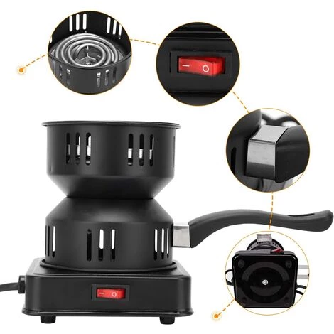 OUSUDELA Allume-charbon électrique, Barbecue à Charbon électrique, Chalumeau à Charbon, Grille-chicha, Plaque Chauffante, Accessoire Noir Avec Poignée De Transport Et Grille De Charbon 4 OUSUDELA Allume-charbon électrique, Barbecue à Charbon électrique, Chalumeau à Charbon, Grille-chicha, Plaque Chauffante, Accessoire Noir Avec Poignée De Transport Et Grille De Charbon – Image 2