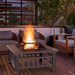Devoko Bol à Feu, Carré En Fer Pour Terrasse De Jardin Extérieur -Chauffage d'extérieur Soldes 59657365 5
