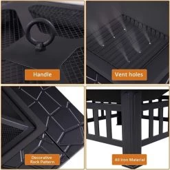 GALOZZOIT Brasero, Brasero Exterieur Terrasses, 82 X 82 X 44 Cm Noir Brasero Fonte Avec Couvercle En Maille Poker Pour Jardin, Foyer Et Barbecue 9 GALOZZOIT Brasero, Brasero Exterieur Terrasses, 82 X 82 X 44 Cm Noir Brasero Fonte Avec Couvercle En Maille Poker Pour Jardin, Foyer Et Barbecue -Chauffage d'extérieur Soldes 59854059 3