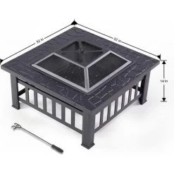 GALOZZOIT Brasero, Brasero Exterieur Terrasses, 82 X 82 X 44 Cm Noir Brasero Fonte Avec Couvercle En Maille Poker Pour Jardin, Foyer Et Barbecue 10 GALOZZOIT Brasero, Brasero Exterieur Terrasses, 82 X 82 X 44 Cm Noir Brasero Fonte Avec Couvercle En Maille Poker Pour Jardin, Foyer Et Barbecue -Chauffage d'extérieur Soldes 59854059 4