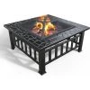 LYCXAMES Brasero Exterieur Pour Jardin Terrasses BBQ 3 En 1 Feu En Extérieur Pour ête Et Foyer Et Barbecue Brasero 81 * 81 * 45cm Poêle Chauffant Noir -Chauffage d'extérieur Soldes 59951487 1