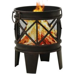 Topdeal Foyer Rustique Avec Tisonnier Φ42x54 Cm Acier FF313637_FR -Chauffage d'extérieur Soldes 60047643 3