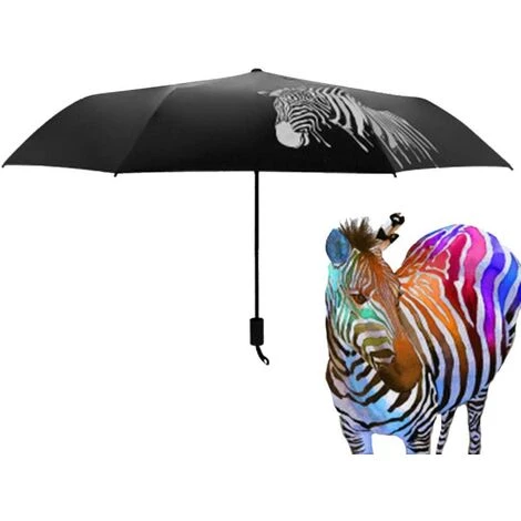 REGALI Parapluie Automatique Parapluie Pliant Parapluie Coupe-Vent/Tri-Fold/Aquarelle Changement De Couleur/Caoutchouc Noir Zebra Parapluie (Zebra) 3 REGALI Parapluie Automatique Parapluie Pliant Parapluie Coupe-Vent/Tri-Fold/Aquarelle Changement De Couleur/Caoutchouc Noir Zebra Parapluie (Zebra)