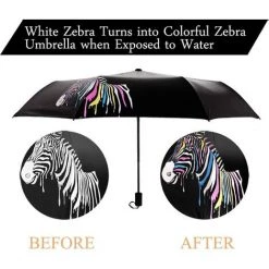 REGALI Parapluie Automatique Parapluie Pliant Parapluie Coupe-Vent/Tri-Fold/Aquarelle Changement De Couleur/Caoutchouc Noir Zebra Parapluie (Zebra) 9 REGALI Parapluie Automatique Parapluie Pliant Parapluie Coupe-Vent/Tri-Fold/Aquarelle Changement De Couleur/Caoutchouc Noir Zebra Parapluie (Zebra) -Chauffage d'extérieur Soldes 60109156 3
