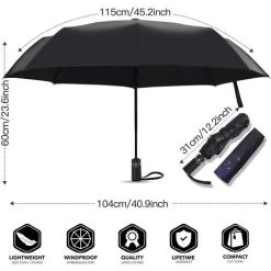 REGALI Parapluies Pliants Parapluies Compacts Indestructible Coupe-vent Léger Enduit De Téflon Voiles Renforcées Parapluies De Voyage Automatiques -Chauffage d'extérieur Soldes 60109224 3