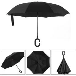 REGALI Parapluie Inversé, Parapluie Coupe-Vent Protection UV Double Couche, Parapluie Coupe-Vent, Parapluie Pliant Voiture - Noir -Chauffage d'extérieur Soldes 60109307 2