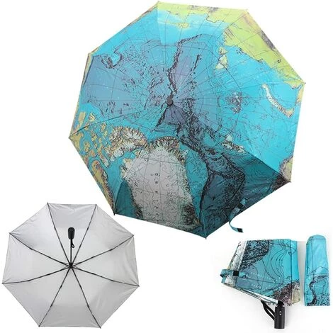 REGALI Parapluie Carte Du Monde Parapluie Automatique Parapluie Pliant Parapluie Coupe-Vent/Tri-fold, Parapluie Zèbre (Carte Du Monde) 4 REGALI Parapluie Carte Du Monde Parapluie Automatique Parapluie Pliant Parapluie Coupe-Vent/Tri-fold, Parapluie Zèbre (Carte Du Monde) – Image 2