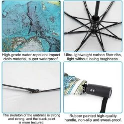 REGALI Parapluie Carte Du Monde Parapluie Automatique Parapluie Pliant Parapluie Coupe-Vent/Tri-fold, Parapluie Zèbre (Carte Du Monde) 10 REGALI Parapluie Carte Du Monde Parapluie Automatique Parapluie Pliant Parapluie Coupe-Vent/Tri-fold, Parapluie Zèbre (Carte Du Monde) -Chauffage d'extérieur Soldes 60109441 4