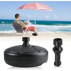 REGALI Porte-parapluie Noir Porte-parapluie Remplissable De Sable Support Intérieur Portable Rond En Plastique Jardin De Plage Extérieur
