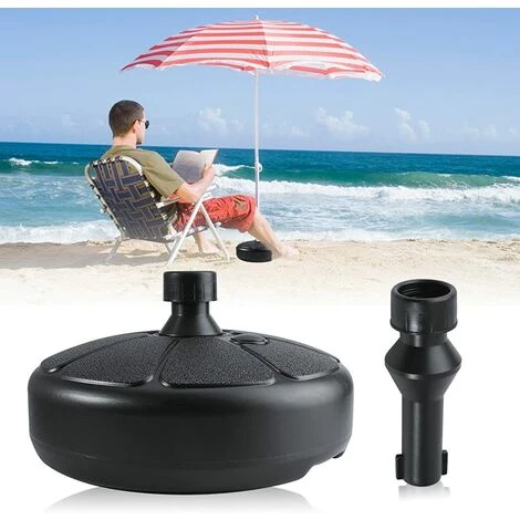 REGALI Porte-parapluie Noir Porte-parapluie Remplissable De Sable Support Intérieur Portable Rond En Plastique Jardin De Plage Extérieur 3 REGALI Porte-parapluie Noir Porte-parapluie Remplissable De Sable Support Intérieur Portable Rond En Plastique Jardin De Plage Extérieur
