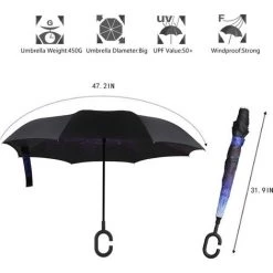 REGALI Parapluie Inversé, Parapluie Coupe-Vent Protection UV Double Couche, Parapluie Coupe-Vent, Parapluie Pliant Voiture - Galaxie 9 REGALI Parapluie Inversé, Parapluie Coupe-Vent Protection UV Double Couche, Parapluie Coupe-Vent, Parapluie Pliant Voiture - Galaxie -Chauffage d'extérieur Soldes 60110088 3