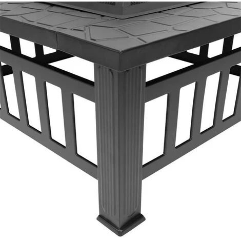 MOWZE Foyer Extérieur Foyer Extérieur Jardin Terrasse Poêle Carrée Fire Pit Coupe à Feu, 32 " 6 MOWZE Foyer Extérieur Foyer Extérieur Jardin Terrasse Poêle Carrée Fire Pit Coupe à Feu, 32 " – Image 4