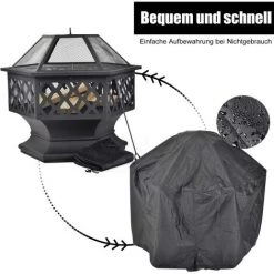 PESCE Bac à Feu Avec Grille, Brasero De Jardin Hexagonale Multifonctionnelle, Foyer Métallique Extérieur Avec Housse De Protection + Tisonnier Pour Chauffage / Barbecue Dans Le Jardin Terrasse 10 PESCE Bac à Feu Avec Grille, Brasero De Jardin Hexagonale Multifonctionnelle, Foyer Métallique Extérieur Avec Housse De Protection + Tisonnier Pour Chauffage / Barbecue Dans Le Jardin Terrasse -Chauffage d'extérieur Soldes 60169858 4