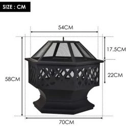 PESCE Bac à Feu Avec Grille, Brasero De Jardin Hexagonale Multifonctionnelle, Foyer Métallique Extérieur Avec Housse De Protection + Tisonnier Pour Chauffage / Barbecue Dans Le Jardin Terrasse 11 PESCE Bac à Feu Avec Grille, Brasero De Jardin Hexagonale Multifonctionnelle, Foyer Métallique Extérieur Avec Housse De Protection + Tisonnier Pour Chauffage / Barbecue Dans Le Jardin Terrasse -Chauffage d'extérieur Soldes 60169858 5