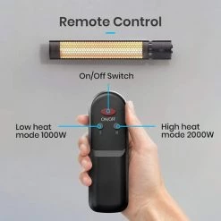 Chauffage De Terrasse Extérieur à Infrarouge 2000W - Radiateur électrique Mural Avec Télécommande Et 3 Niveaux Réglables - Noir Pro Breeze -Chauffage d'extérieur Soldes 60262562 3