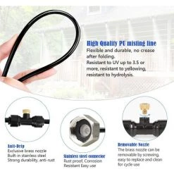 FUHUIDATRADING 15M Système De Brumisation, Brumisateur Terrasse Système De Refroidissement De Brumisation, Kit De Tuyau Brumisateur Extérieur Pour Jardin Parasol Trampoline Serre Piscine (18 Buse) -Chauffage d'extérieur Soldes 60527508 3