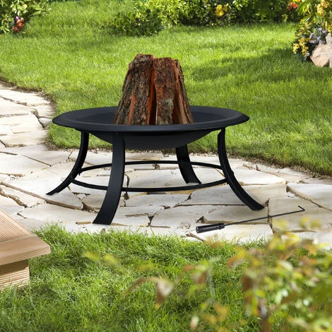 Relaxdays Brasero De Jardin Avec Pare-étincelles & Grille De Foyer, Tisonnier, Vasque Ø 75 cm Pour L’extérieur, Noir 5 Relaxdays Brasero De Jardin Avec Pare-étincelles & Grille De Foyer, Tisonnier, Vasque Ø 75 cm Pour L’extérieur, Noir – Image 3
