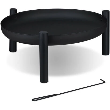 Relaxdays Brasero De Jardin, Ø 80 Cm, Bac à Feu En Acier, Tisonnier Inclus, Foyer Rond Pour La Terrasse, Noir 4 Relaxdays Brasero De Jardin, Ø 80 Cm, Bac à Feu En Acier, Tisonnier Inclus, Foyer Rond Pour La Terrasse, Noir – Image 2