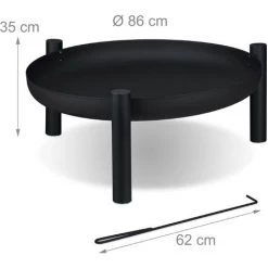 Relaxdays Brasero De Jardin, Ø 80 Cm, Bac à Feu En Acier, Tisonnier Inclus, Foyer Rond Pour La Terrasse, Noir 11 Relaxdays Brasero De Jardin, Ø 80 Cm, Bac à Feu En Acier, Tisonnier Inclus, Foyer Rond Pour La Terrasse, Noir -Chauffage d'extérieur Soldes 60563833 5
