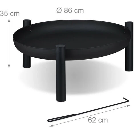 Relaxdays Brasero De Jardin, Ø 80 Cm, Bac à Feu En Acier, Tisonnier Inclus, Foyer Rond Pour La Terrasse, Noir 7 Relaxdays Brasero De Jardin, Ø 80 Cm, Bac à Feu En Acier, Tisonnier Inclus, Foyer Rond Pour La Terrasse, Noir – Image 5