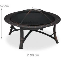Relaxdays Brasero De Jardin Et Pare-étincelles, Tisonnier, H X D : 52 X 90 Cm, Foyer Rond Pour La Terrasse, Noir/bronze 11 Relaxdays Brasero De Jardin Et Pare-étincelles, Tisonnier, H X D : 52 X 90 Cm, Foyer Rond Pour La Terrasse, Noir/bronze -Chauffage d'extérieur Soldes 60563834 5