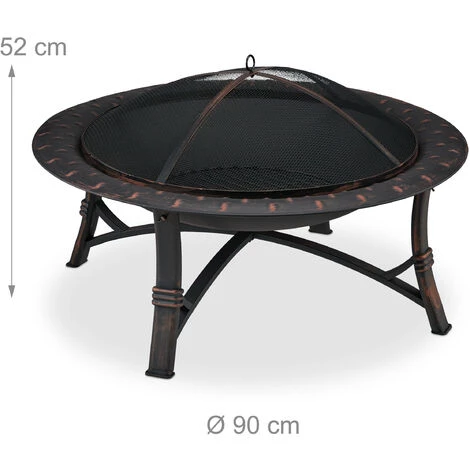 Relaxdays Brasero De Jardin Et Pare-étincelles, Tisonnier, H X D : 52 X 90 Cm, Foyer Rond Pour La Terrasse, Noir/bronze 7 Relaxdays Brasero De Jardin Et Pare-étincelles, Tisonnier, H X D : 52 X 90 Cm, Foyer Rond Pour La Terrasse, Noir/bronze – Image 5