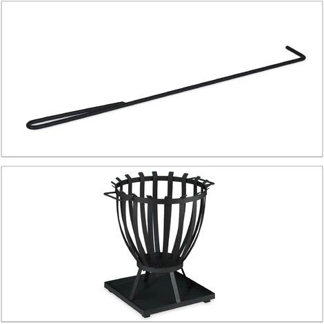 Relaxdays Brasero Sur Socle Avec Tisonnier, Vasque Ronde, En Acier, HxLxP : 59x55,5x49 cm, Pour Jardin Et Terrasse, Noir 4 Relaxdays Brasero Sur Socle Avec Tisonnier, Vasque Ronde, En Acier, HxLxP : 59x55,5x49 cm, Pour Jardin Et Terrasse, Noir – Image 2