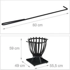 Relaxdays Brasero Sur Socle Avec Tisonnier, Vasque Ronde, En Acier, HxLxP : 59x55,5x49 cm, Pour Jardin Et Terrasse, Noir 11 Relaxdays Brasero Sur Socle Avec Tisonnier, Vasque Ronde, En Acier, HxLxP : 59x55,5x49 cm, Pour Jardin Et Terrasse, Noir -Chauffage d'extérieur Soldes 60563849 5