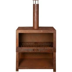 FANCY FLAMES Cheminée D'extérieur Avec Bûcher Intégré Rouillé - Rouillé