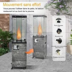 GOPLUS Chauffage Extérieur 12KW Avec Réflecteur En Verre De 75 CM, Chauffage Au Gaz Avec Housse ?tanche, Dispositif De Anti-basculement,4 Roues Flexibles, Pour Jardin, Balcon 39 X 39 X 148 Cm 9 GOPLUS Chauffage Extérieur 12KW Avec Réflecteur En Verre De 75 CM, Chauffage Au Gaz Avec Housse ?tanche, Dispositif De Anti-basculement,4 Roues Flexibles, Pour Jardin, Balcon 39 X 39 X 148 Cm -Chauffage d'extérieur Soldes 60908355 3