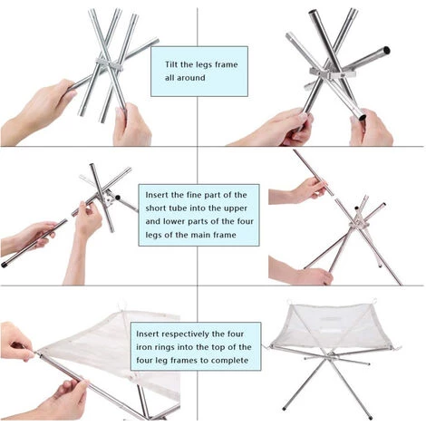 ENLENK Foyer Portatif, Foyer De Camping Extérieur Pliable, Foyer Pliable En Maille D'acier Avec Sac De Transport Et Fourchette De Gril Pour Plus De Commodité. 4 ENLENK Foyer Portatif, Foyer De Camping Extérieur Pliable, Foyer Pliable En Maille D'acier Avec Sac De Transport Et Fourchette De Gril Pour Plus De Commodité. – Image 2