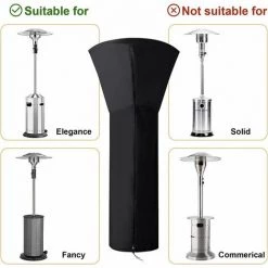 MONLY Housse Pour Parasol Chauffant, Housses De Chauffage Extérieur Imperméable Rond Noir, Protection Parasol Chauffant Housse De Protection Pour Chauffage De Terrasse, 226x89x48 CM -Chauffage d'extérieur Soldes 60984852 5