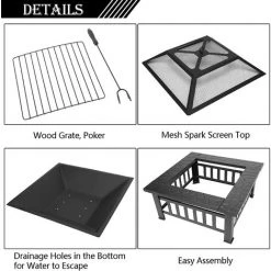 BAICCCF Brasero à Bois De Chauffage Noir Carré En Fer , Bol à Feu En Métal De Cour Portable Avec Accessoires Noir 10 BAICCCF Brasero à Bois De Chauffage Noir Carré En Fer , Bol à Feu En Métal De Cour Portable Avec Accessoires Noir -Chauffage d'extérieur Soldes 61088901 4