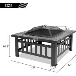 BAICCCF Brasero à Bois De Chauffage Noir Carré En Fer , Bol à Feu En Métal De Cour Portable Avec Accessoires Noir 11 BAICCCF Brasero à Bois De Chauffage Noir Carré En Fer , Bol à Feu En Métal De Cour Portable Avec Accessoires Noir -Chauffage d'extérieur Soldes 61088901 5