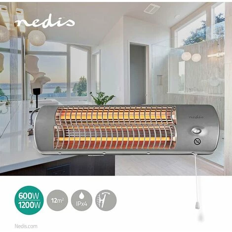 Radiateurs De Salle De Bain 1200 W Thermostat Réglable 2 Modes De Chaleur X4 Gris Nedis HTBA10GY 5 Radiateurs De Salle De Bain 1200 W Thermostat Réglable 2 Modes De Chaleur X4 Gris Nedis HTBA10GY – Image 3