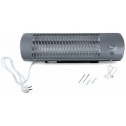 ETC-SHOP Radiateur Pour Montage Mural De 1200 Watts 2 Niveaux De Chauffe à Régler Radiateur Soufflant Radiateur Salle De Bain à Quartz, Métal Gris, Interrupteur à Tirette, L 56 Cm