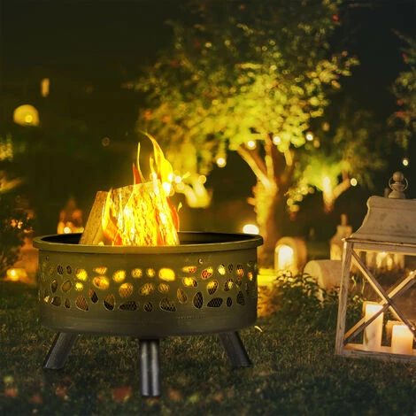 Relaxdays Braséro Avec Grille De Barbecue, Pare-étincelles Et Tisonnier, Pour Le Jardin, Ø 60 cm, En Acier Noir/argenté 6 Relaxdays Braséro Avec Grille De Barbecue, Pare-étincelles Et Tisonnier, Pour Le Jardin, Ø 60 cm, En Acier Noir/argenté – Image 4