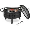 Relaxdays Braséro Avec Grille De Barbecue Et Pare-étincelles Et Tisonnier, Pour Le Jardin, Ø 75 cm, Noir/argenté -Chauffage d'extérieur Soldes 61313990 1
