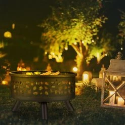 Relaxdays Braséro Avec Grille De Barbecue, Pare-étincelles Et Tisonnier, Pour Le Jardin, Ø 60 cm, Acier, Bronze -Chauffage d'extérieur Soldes 61314082 4