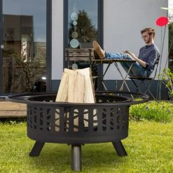 Relaxdays Braséro Avec Grille De Barbecue, Pare-étincelles Et Tisonnier, Pour Le Jardin, Ø 77 Cm, Nois/bronze 9 Relaxdays Braséro Avec Grille De Barbecue, Pare-étincelles Et Tisonnier, Pour Le Jardin, Ø 77 Cm, Nois/bronze -Chauffage d'extérieur Soldes 61314254 3