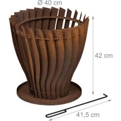 Relaxdays Braséro Aspect Rouille, Tisonnier, HD : 42 X 40 cm, Vasque En Acier, Jardin Ou La Terrasse, Ronde Et Marron -Chauffage d'extérieur Soldes 61314256 5
