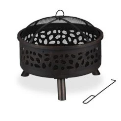 Relaxdays Brasero Avec Protection étincelle, Tisonnier Et Grille De Foyer, Ø 60 cm, Jardin Et Terrasse, Bronze 8 Relaxdays Brasero Avec Protection étincelle, Tisonnier Et Grille De Foyer, Ø 60 cm, Jardin Et Terrasse, Bronze -Chauffage d'extérieur Soldes 61314450 2
