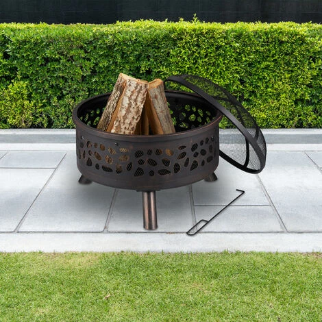 Relaxdays Brasero Avec Protection étincelle, Tisonnier Et Grille De Foyer, Ø 60 cm, Jardin Et Terrasse, Bronze 5 Relaxdays Brasero Avec Protection étincelle, Tisonnier Et Grille De Foyer, Ø 60 cm, Jardin Et Terrasse, Bronze – Image 3
