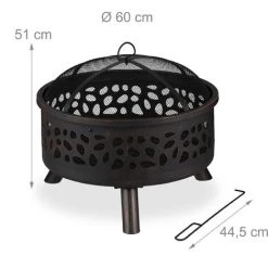 Relaxdays Brasero Avec Protection étincelle, Tisonnier Et Grille De Foyer, Ø 60 cm, Jardin Et Terrasse, Bronze 11 Relaxdays Brasero Avec Protection étincelle, Tisonnier Et Grille De Foyer, Ø 60 cm, Jardin Et Terrasse, Bronze -Chauffage d'extérieur Soldes 61314450 5