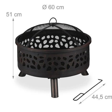 Relaxdays Brasero Avec Protection étincelle, Tisonnier Et Grille De Foyer, Ø 60 cm, Jardin Et Terrasse, Bronze 7 Relaxdays Brasero Avec Protection étincelle, Tisonnier Et Grille De Foyer, Ø 60 cm, Jardin Et Terrasse, Bronze – Image 5