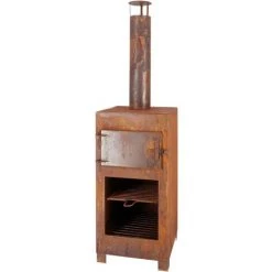 FANCY FLAMES Cheminée D'extérieur Avec Four à Pizza Intégré Rouillé