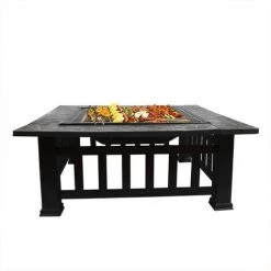 LAKJWO Foyer Extérieur Foyer Extérieur Jardin Terrasse Poêle Carrée Fire Pit Coupe à Feu, 32 ", Noir -Chauffage d'extérieur Soldes 63478990 3