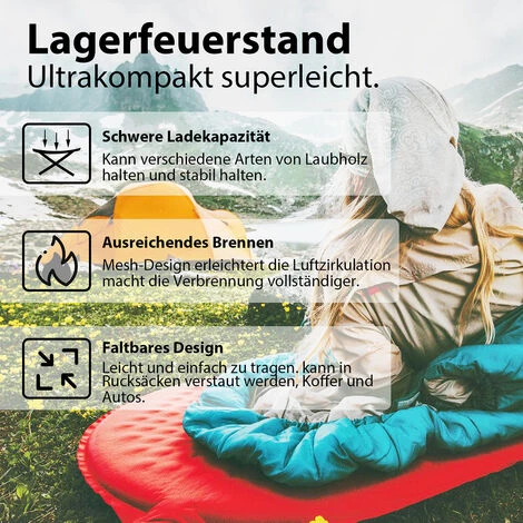 EINFEBEN Foyer Outdoor Outdoor Avec Sac Cheminée Pliable Filet En Acier Inoxydable Ensemble 56cm X 56cm - Argent 6 EINFEBEN Foyer Outdoor Outdoor Avec Sac Cheminée Pliable Filet En Acier Inoxydable Ensemble 56cm X 56cm - Argent – Image 4