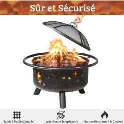 SINGLYFIRE COMTOA Brasero Brasero 76x76x58cm Panier à Feu De Jardin Avec Grille De Protection Contre Les étincelles Chauffage/barbecue 11 SINGLYFIRE COMTOA Brasero Brasero 76x76x58cm Panier à Feu De Jardin Avec Grille De Protection Contre Les étincelles Chauffage/barbecue -Chauffage d'extérieur Soldes 63646422 5
